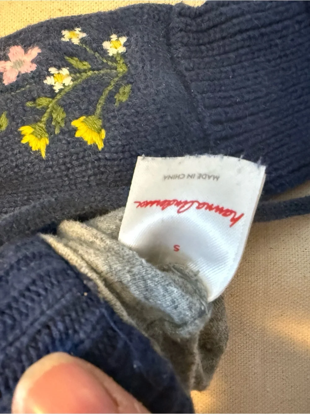 Hanna Andersson Toddler Small Navy Blue Floral Embroidered Lined Mittens